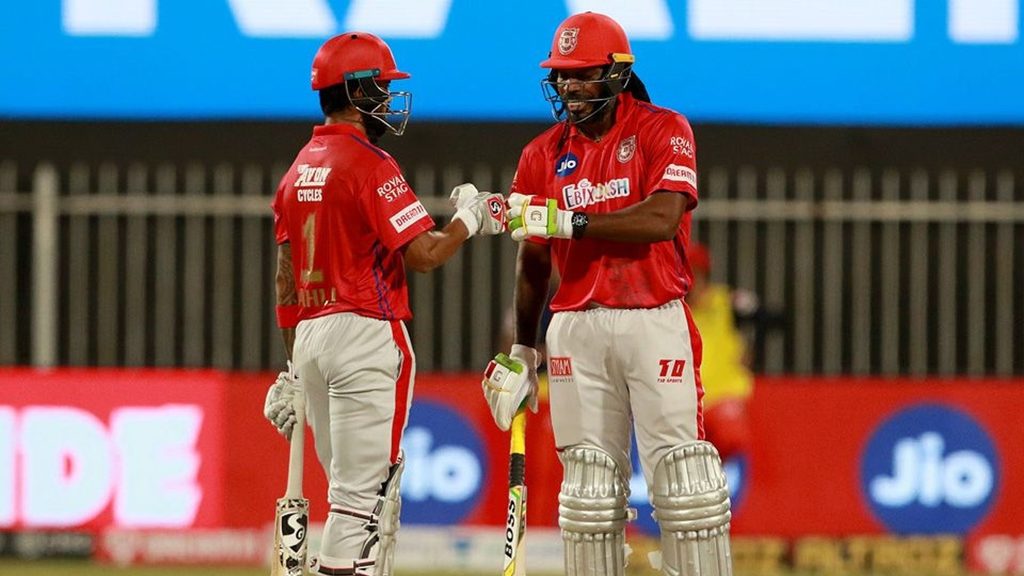 KL Rahul and Chris Gayle during IPL 2020